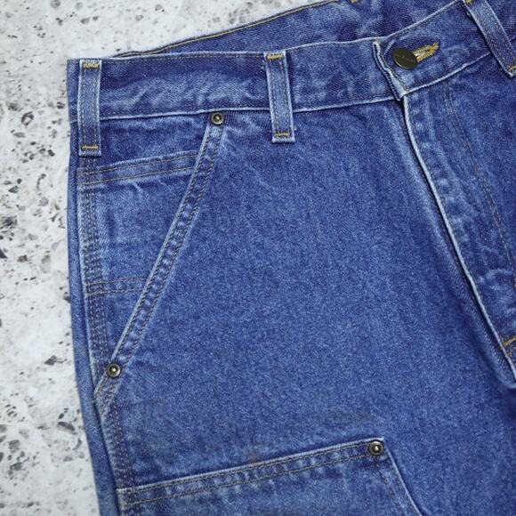 Vintage Carhartt B73 DST Faded Blue Jeans Denim Double Knee Carpenter Pant 29x32 - Picture 6 of 16